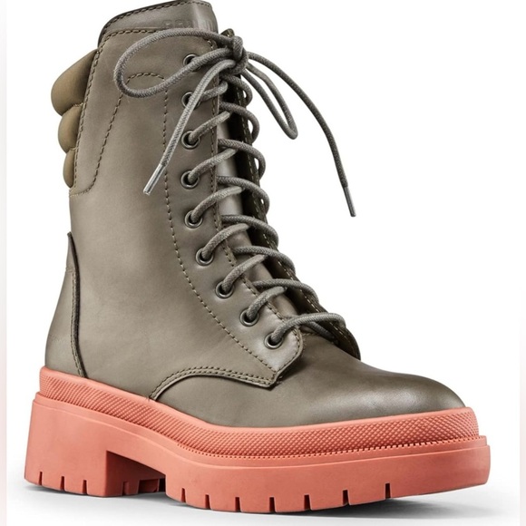 COUGAR Women's Saydee Leather combat boot Sz 7/ Olive - Picture 2 of 15